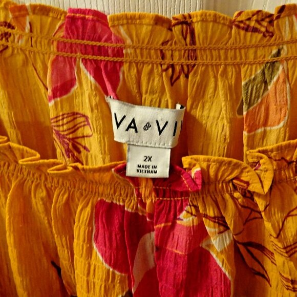 Ava + Viv Blouse XXL | Pink Tropical Floral | Sheer‎ Plus Size Lightweight - Picture 3 of 7